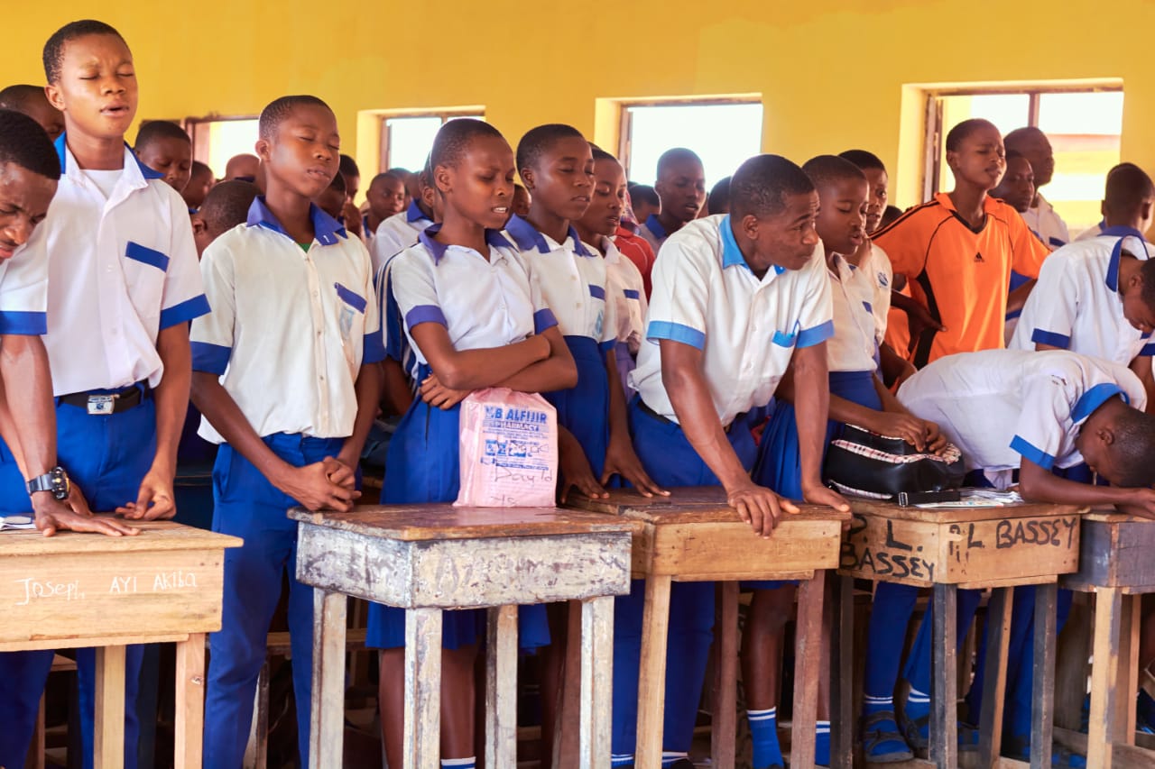 Students receiving educational resources