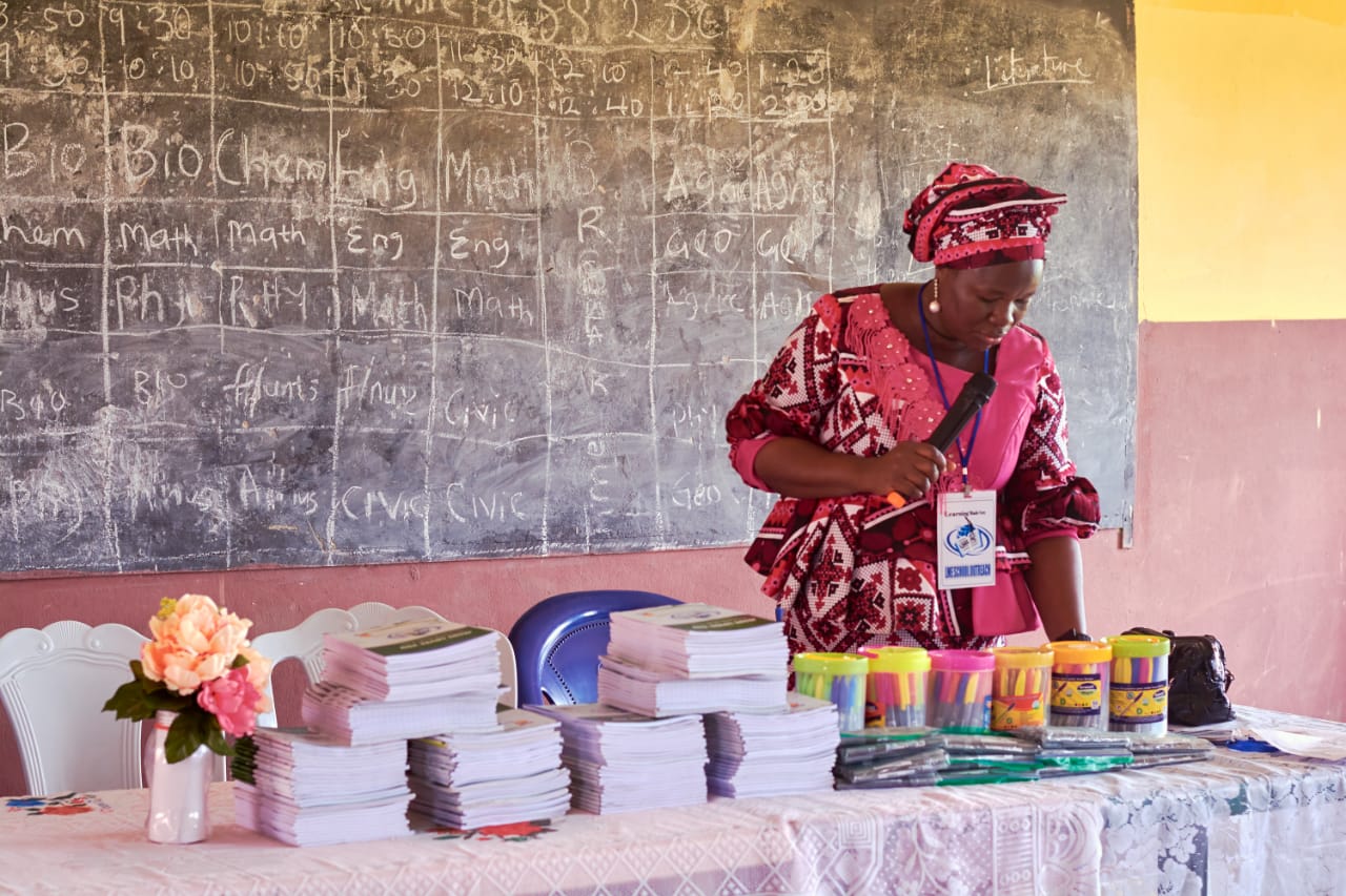 Large classroom assembly with students engaged
