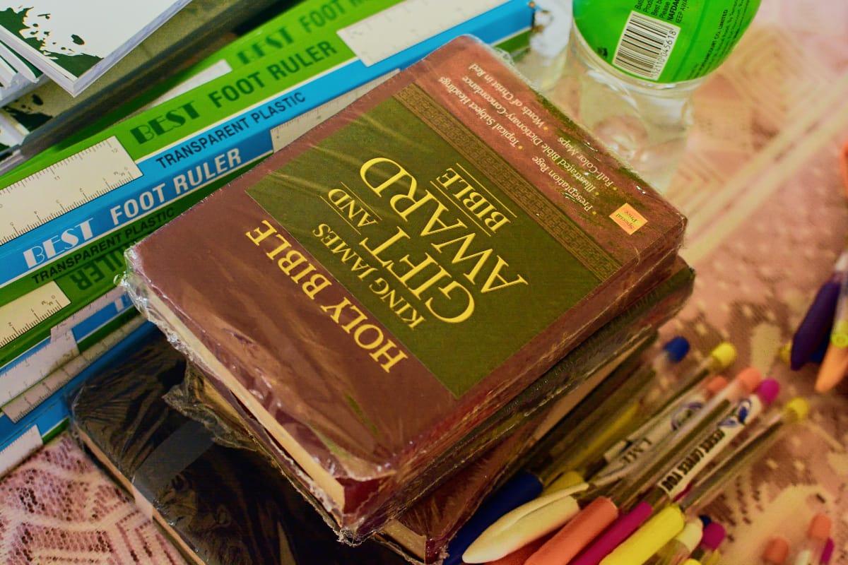 Learning materials being distributed